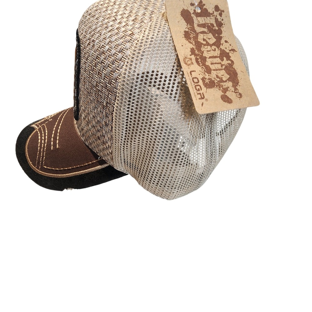 New Leader Loga Freedom Trucker Hat American Flag Cowboy Brown Beige Mens Cap - Picture 5 of 8